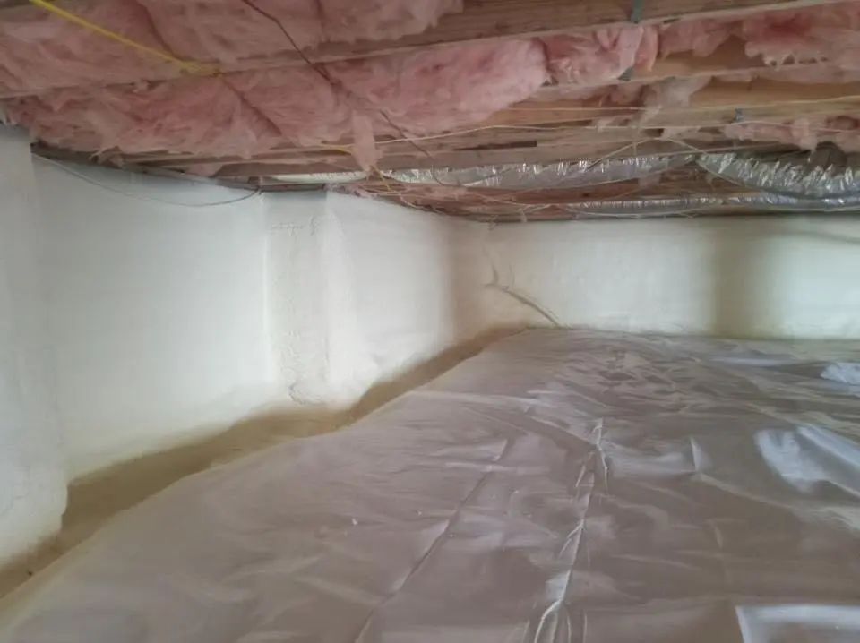 Crawl space encapsulation with closed-cell spray foam for Roof Leak Repair in Weirton